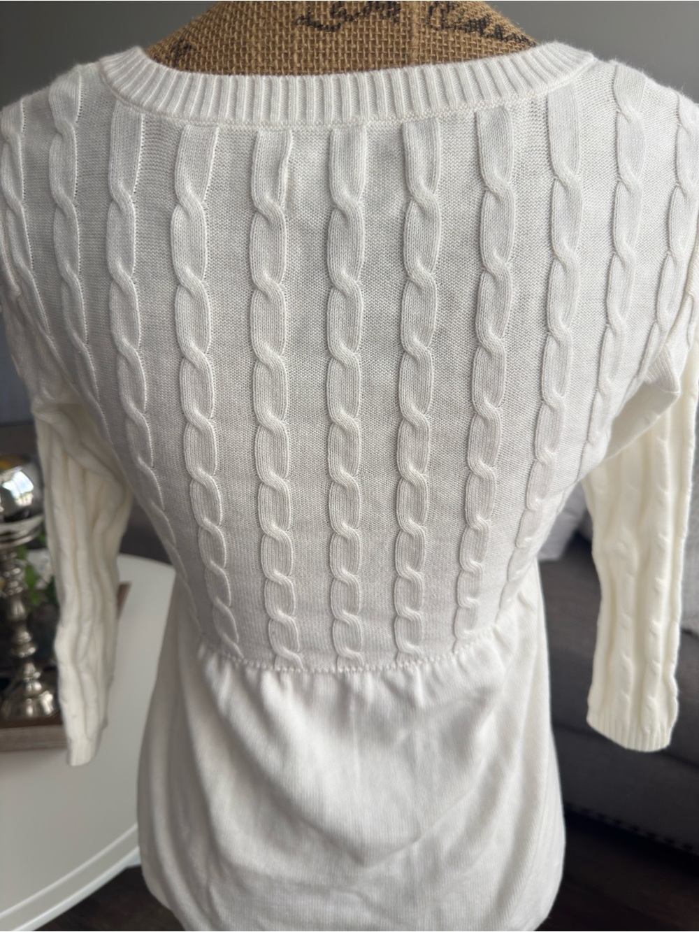Hollister White Cable-Knit Tie-Waist Sweater - Picture 8 of 10